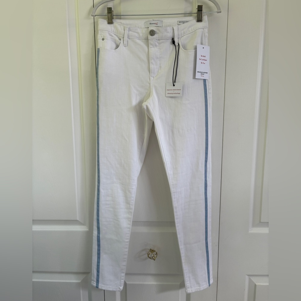 New Skinny Girl Women's Jeans Skinny Ankle Jeans White Denim W/ Blue Stripe 26/2 - Picture 4 of 12